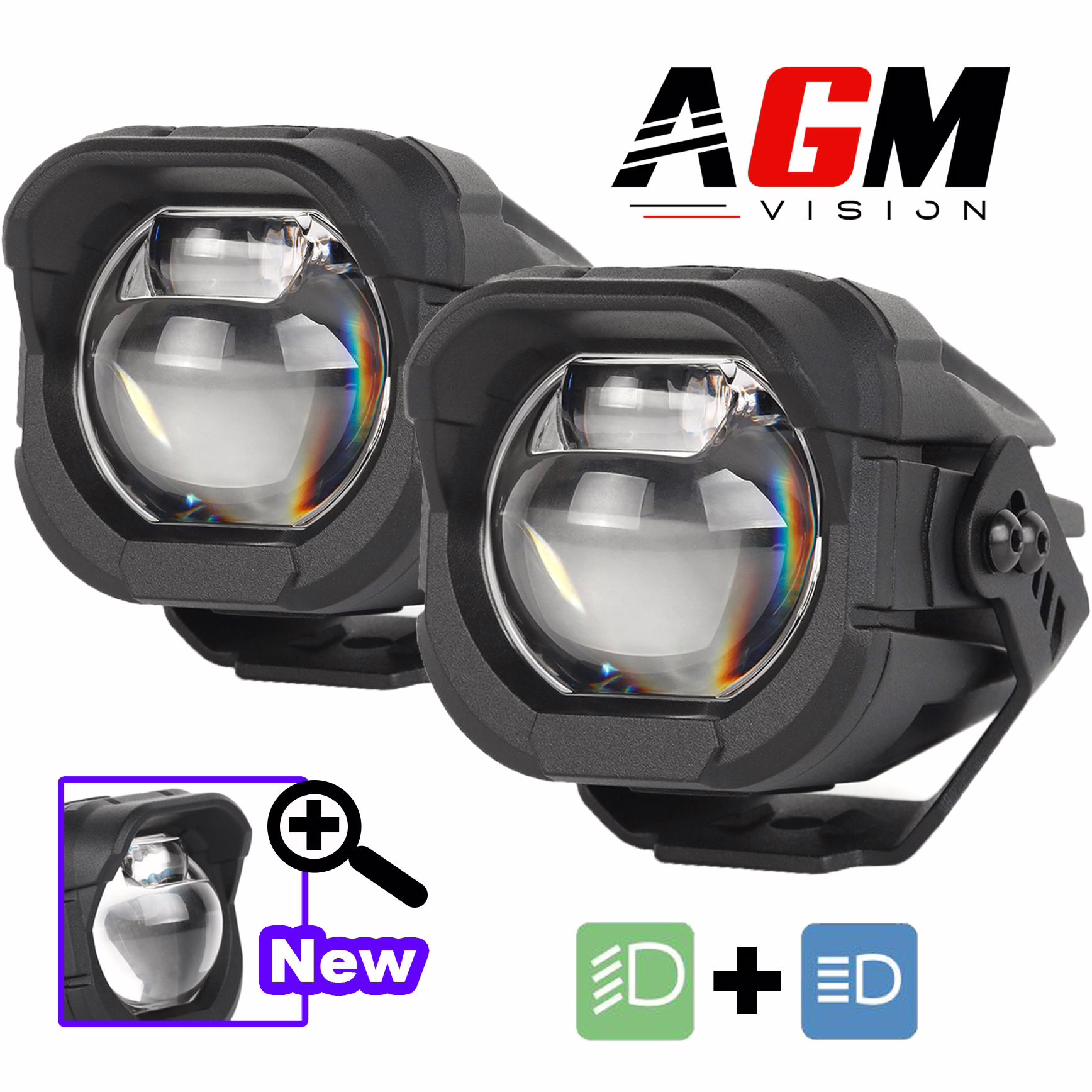 Bild von Kit 2 LED Motorrad Scheinwerfer Abblend-/Fernlicht DZ-PRO 140W Bild von Kit 2 LED Motorrad Scheinwerfer Abblend-/Fernlicht DZ-PRO 140W