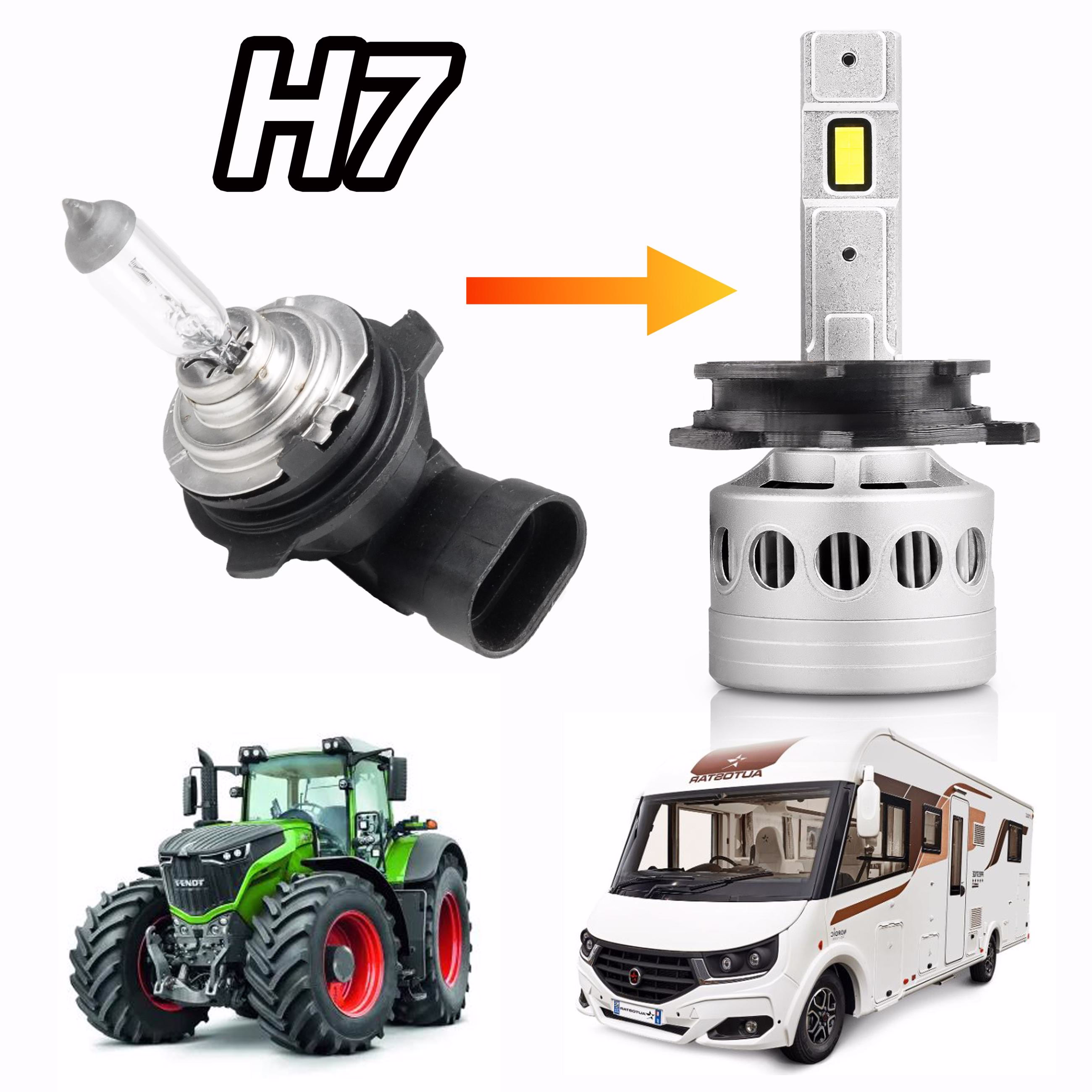 キャンピングカーおよびトラクター用 H7 LED キット + Hella アダプターの画像 キャンピングカーおよびトラクター用 H7 LED キット + Hella アダプターの画像