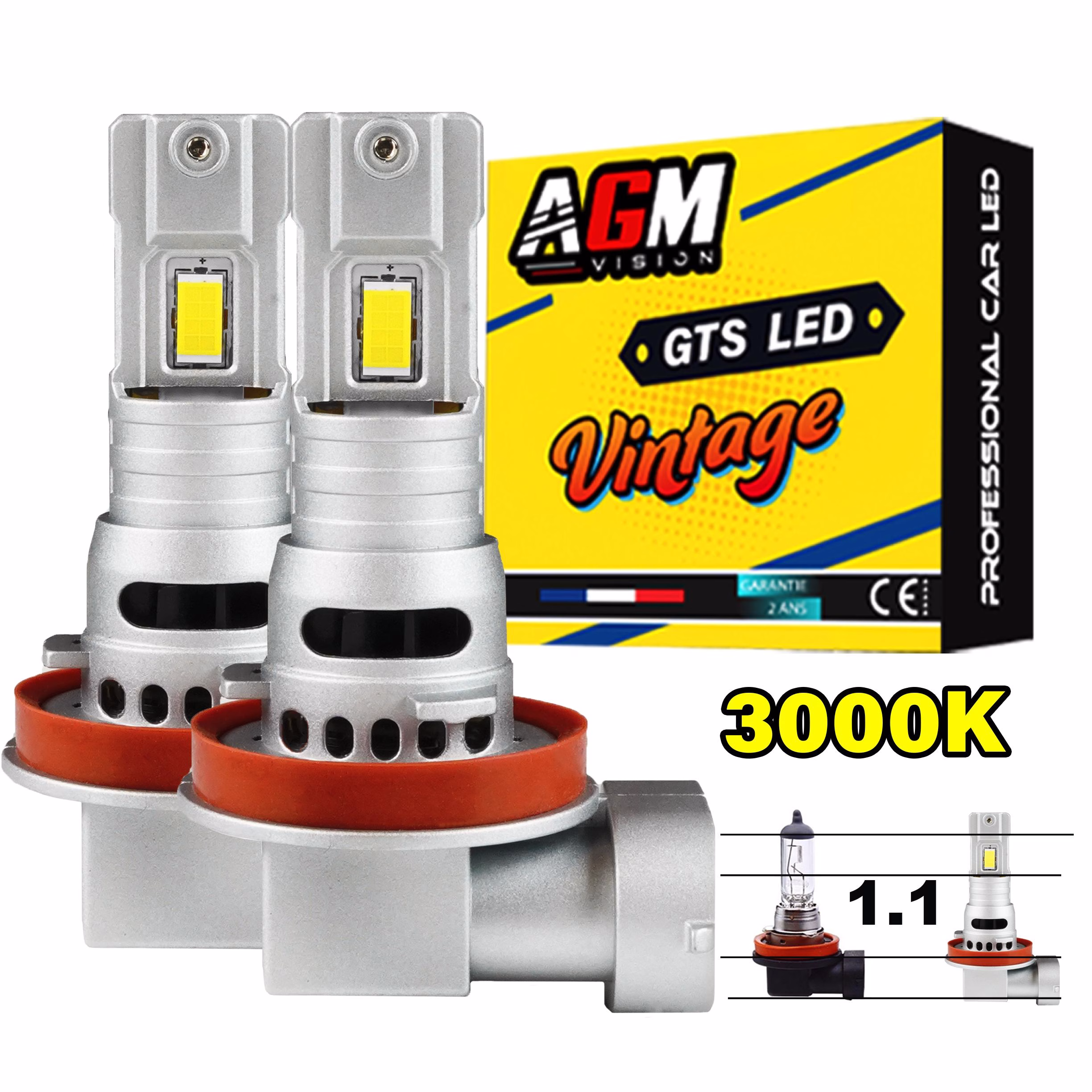 Imagen de Kit bombillas LED H11 GTS 1.1 EVO R70W - Amarillo 3000K - Ventilado Imagen de Kit bombillas LED H11 GTS 1.1 EVO R70W - Amarillo 3000K - Ventilado