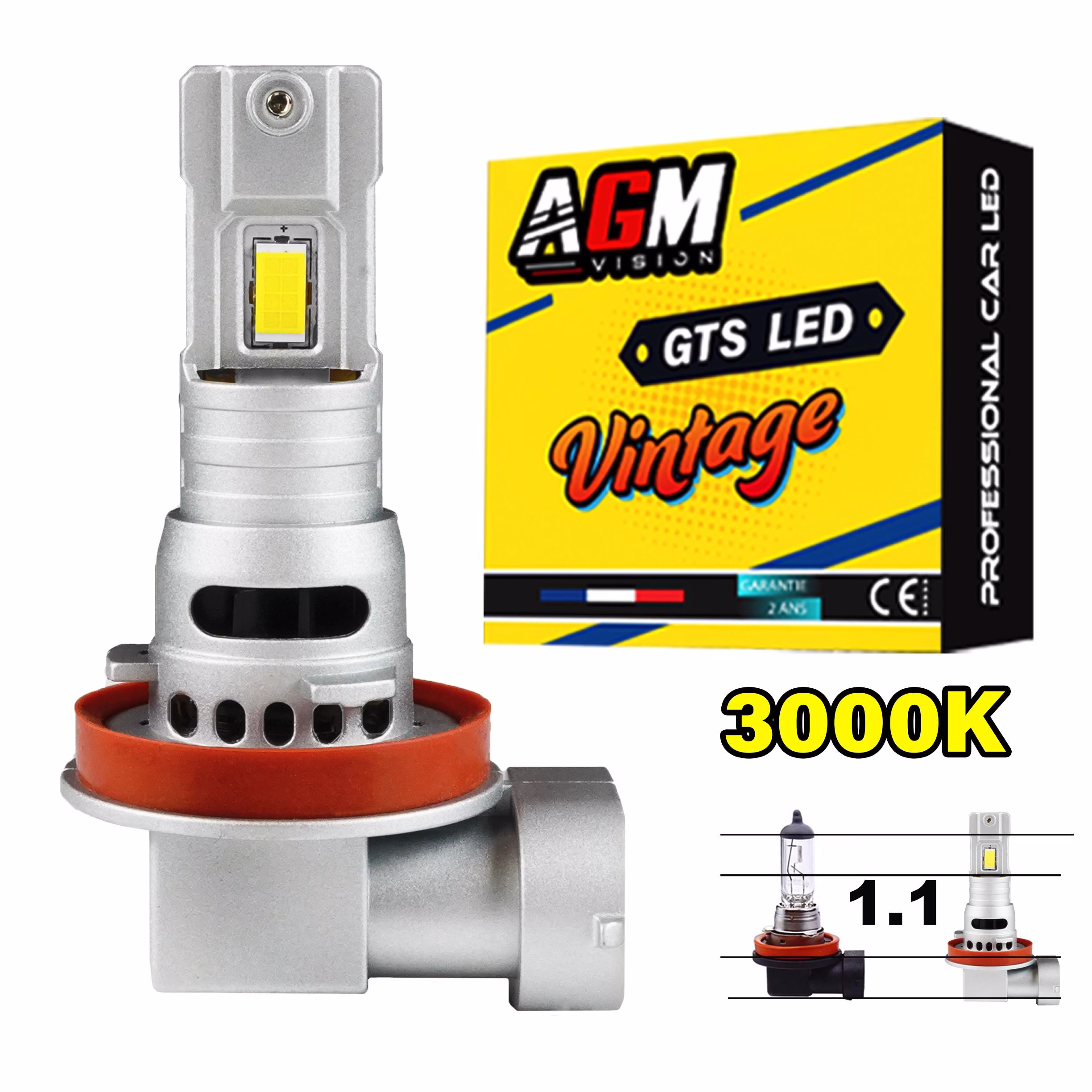 Imagem de Lâmpada LED H11 VINTAGE GTS AMARELA 3000K Imagem de Lâmpada LED H11 VINTAGE GTS AMARELA 3000K