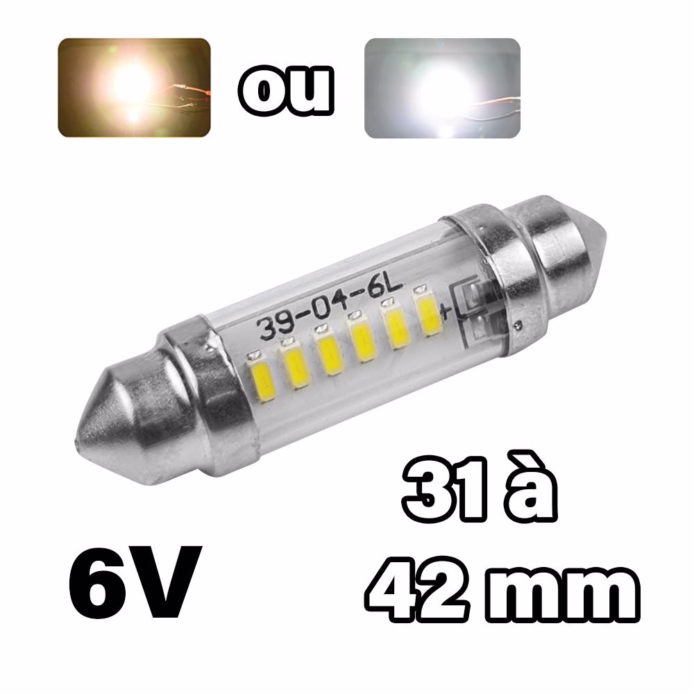Imagem de Navette LED C5W de 31, 36, 39mm, 42mm, 6V, Vintage, 4000k - 6000K Imagem de Navette LED C5W de 31, 36, 39mm, 42mm, 6V, Vintage, 4000k - 6000K