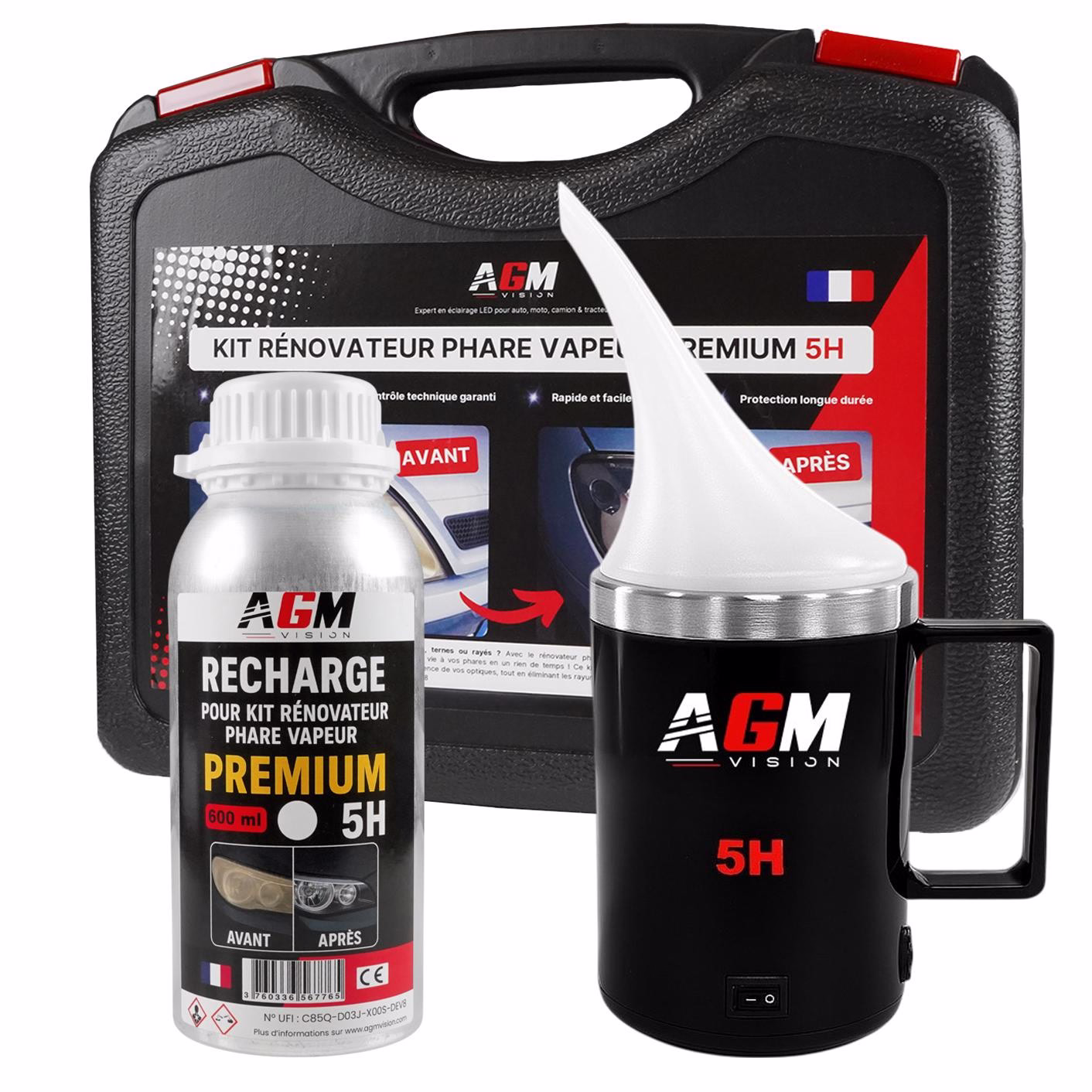 Image de Kit rénovateur phare vapeur PREMIUM 5H Image de Kit rénovateur phare vapeur PREMIUM 5H