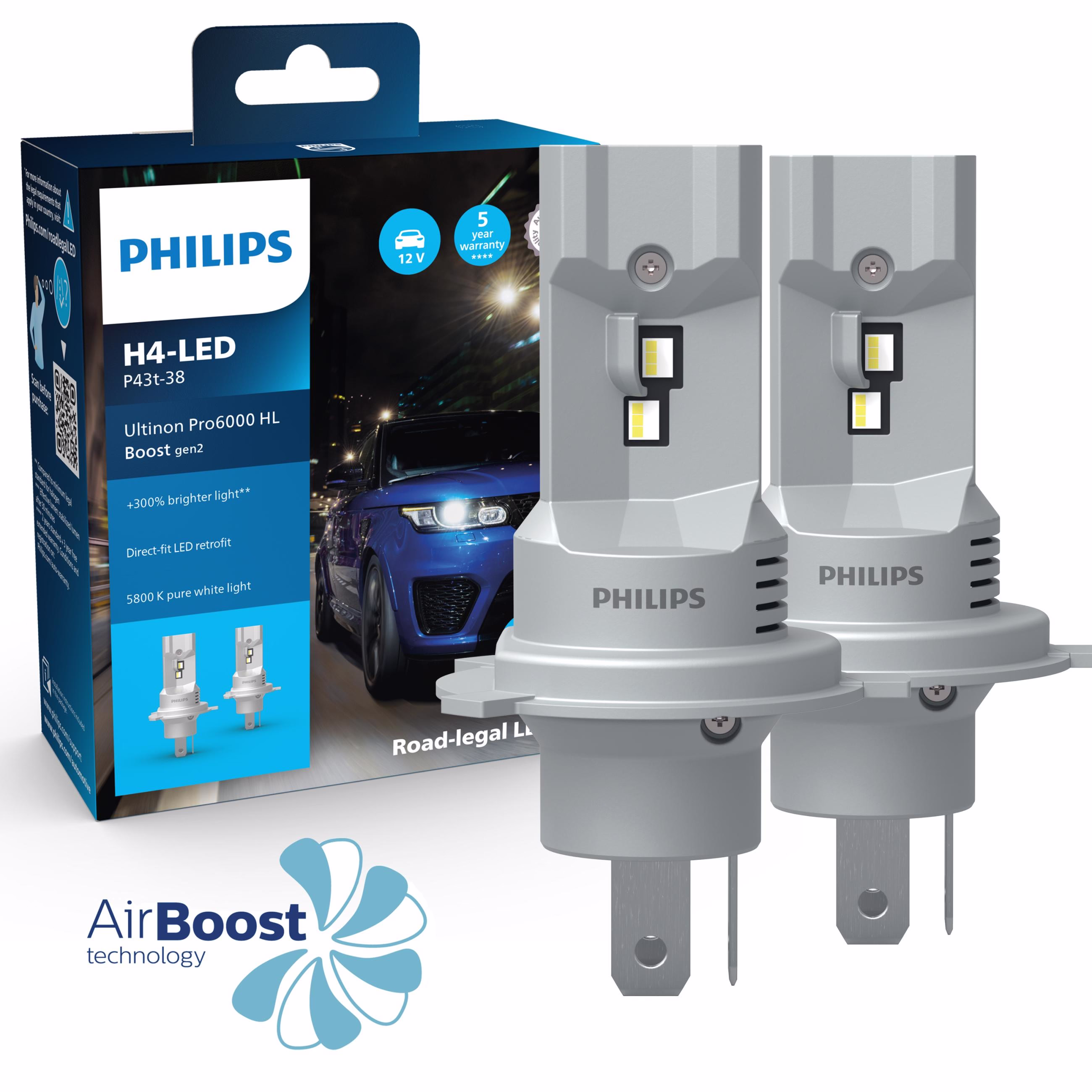 Immagine di Kit lampadine LED H4 omologate strada Gen2 Philips Ultinon Pro6000 Boost HL Immagine di Kit lampadine LED H4 omologate strada Gen2 Philips Ultinon Pro6000 Boost HL