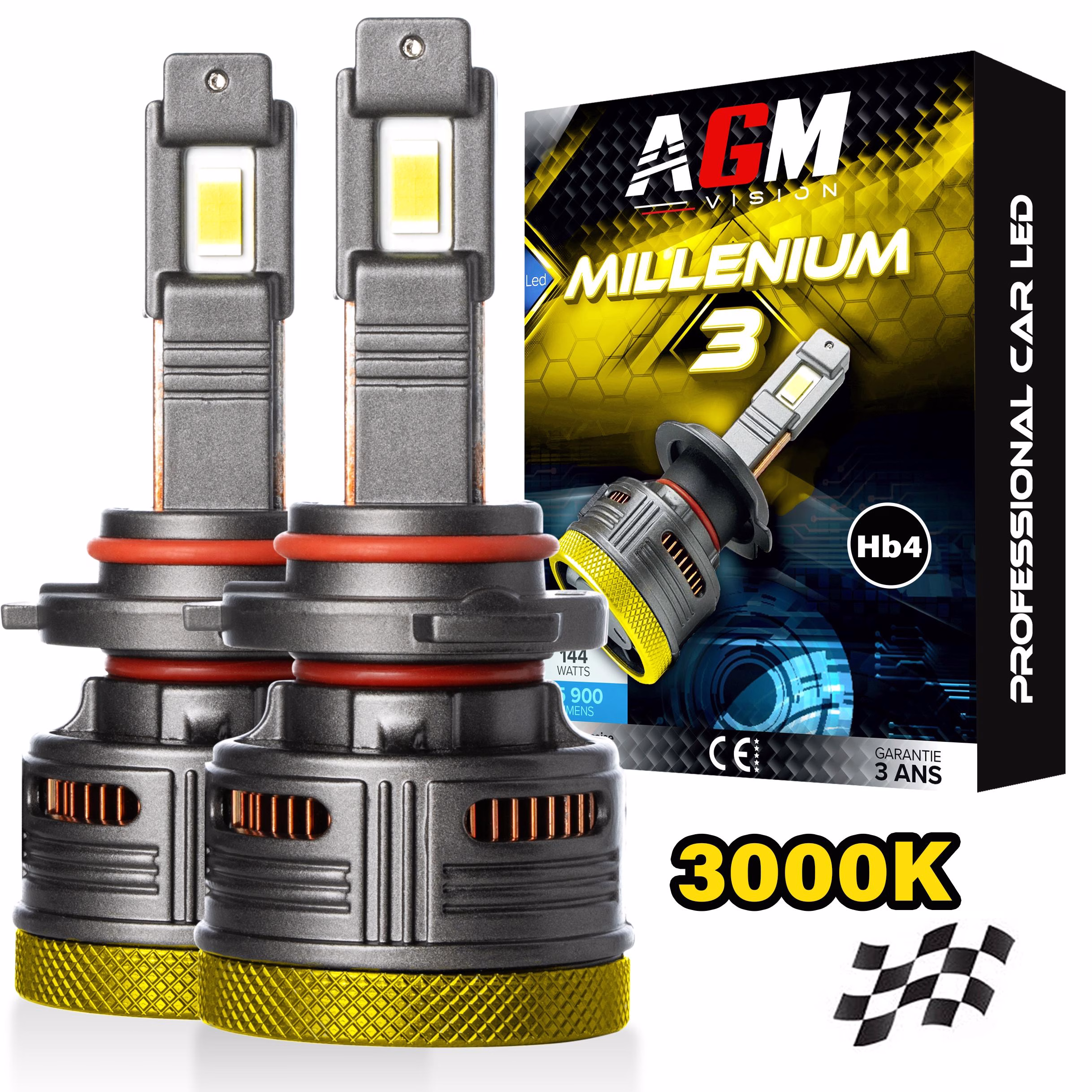 Image de Kit ampoules LED HB4 Millenium 3 Gold, Jaune 3000K Image de Kit ampoules LED HB4 Millenium 3 Gold, Jaune 3000K