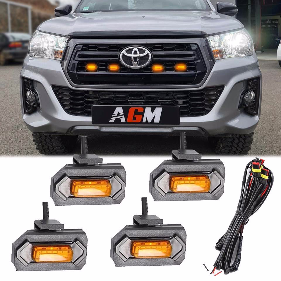 Image of Pack of 4 Orange LED Night Lights with Clip & Clamps - Grille Image of Pack of 4 Orange LED Night Lights with Clip & Clamps - Grille