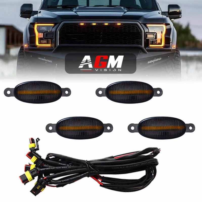 Image of Pack of 4 smoked orange screw-in LED night lights for grille Image of Pack of 4 smoked orange screw-in LED night lights for grille