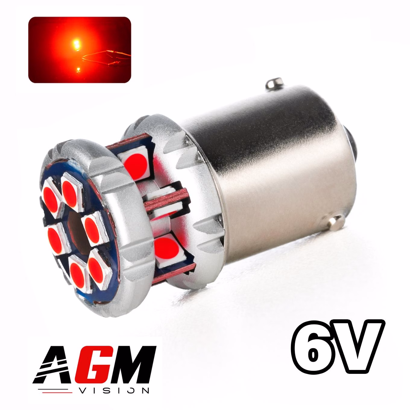 Image of R5W-R10W Red Mini Ultra Power 6V LED Bulb Image of R5W-R10W Red Mini Ultra Power 6V LED Bulb