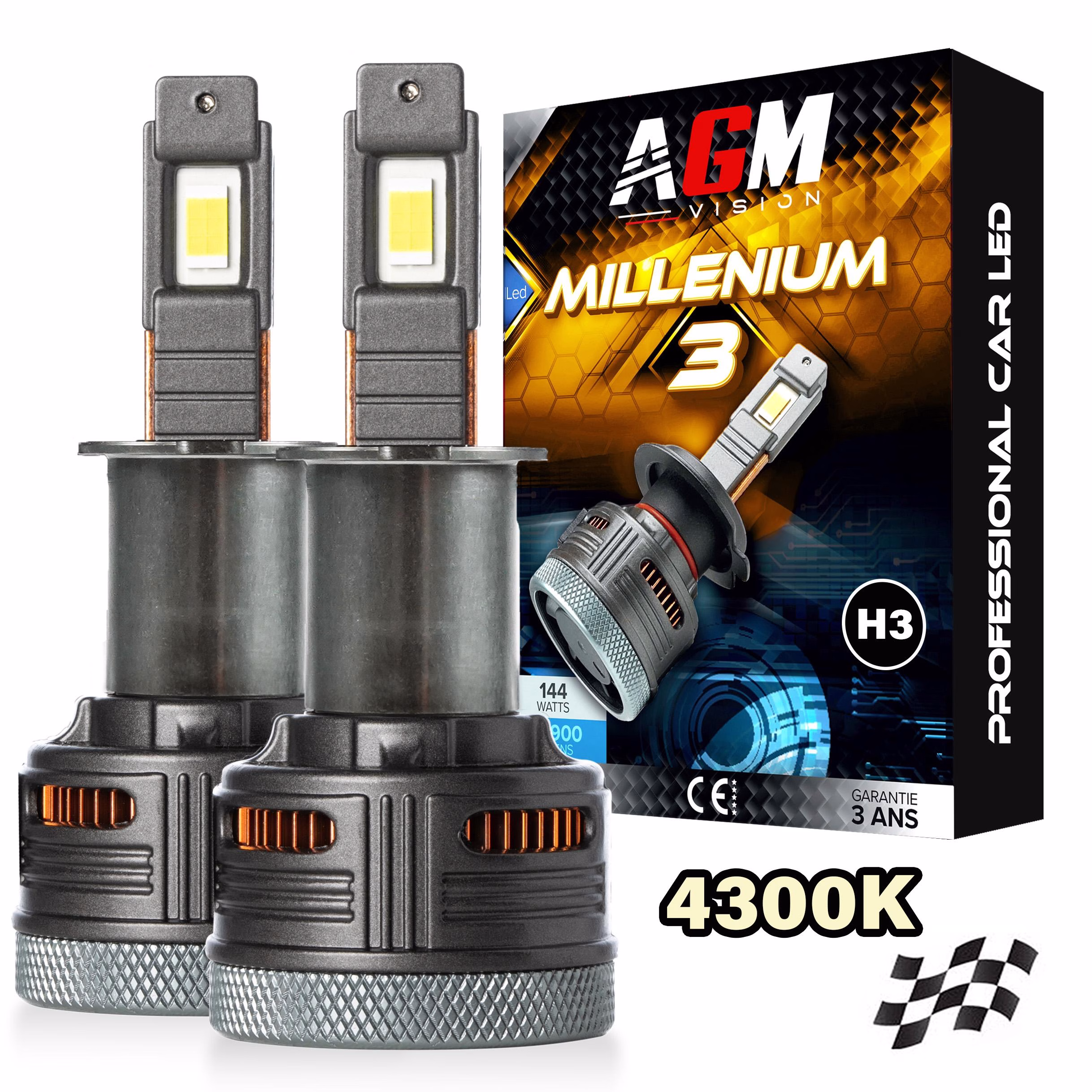 Immagine di Kit lampadine LED H3 Millenium 4300K Colore Alogeno Immagine di Kit lampadine LED H3 Millenium 4300K Colore Alogeno