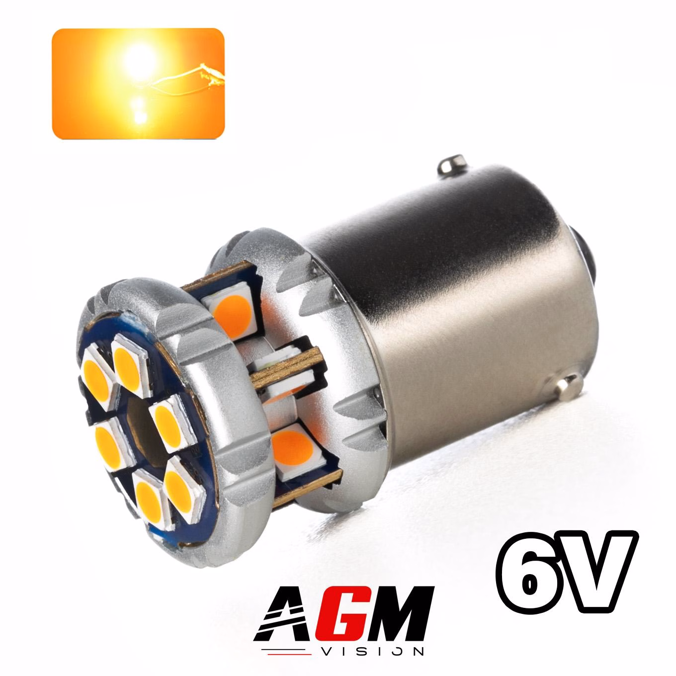 Image of R5W-R10W Mini Ultra Power Orange 6V LED Bulb Image of R5W-R10W Mini Ultra Power Orange 6V LED Bulb