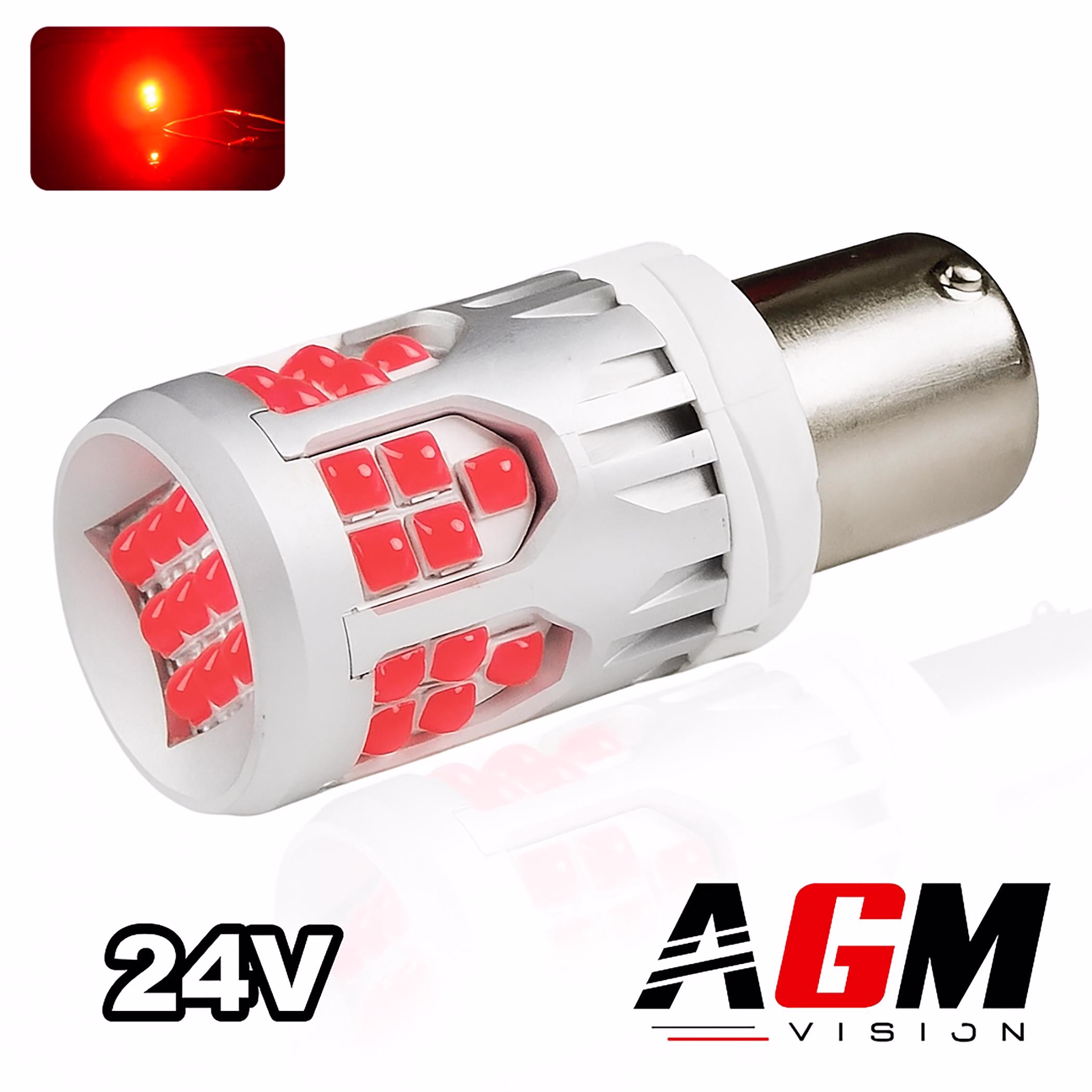 Image de Ampoule LED P21W-BA15S - UltraBoost 24V Rouge, Stop & Antibrouillard Image de Ampoule LED P21W-BA15S - UltraBoost 24V Rouge, Stop & Antibrouillard