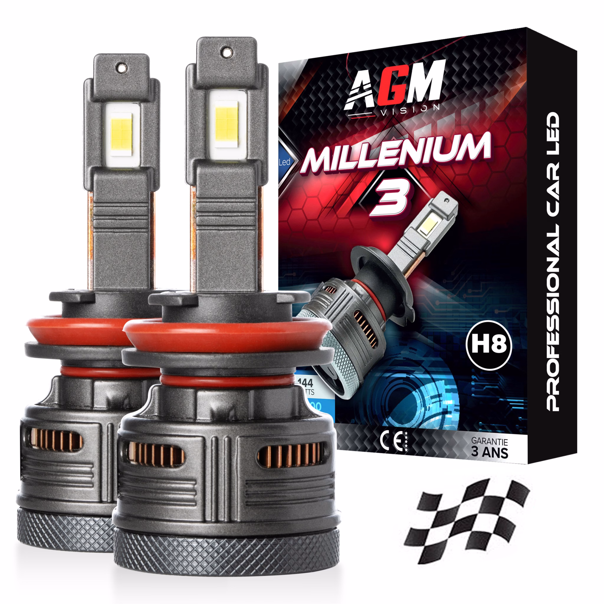 Imagem de Kit Lâmpadas LED H8 MILLENIUM 3 - ULTRA CAN-BUS Imagem de Kit Lâmpadas LED H8 MILLENIUM 3 - ULTRA CAN-BUS