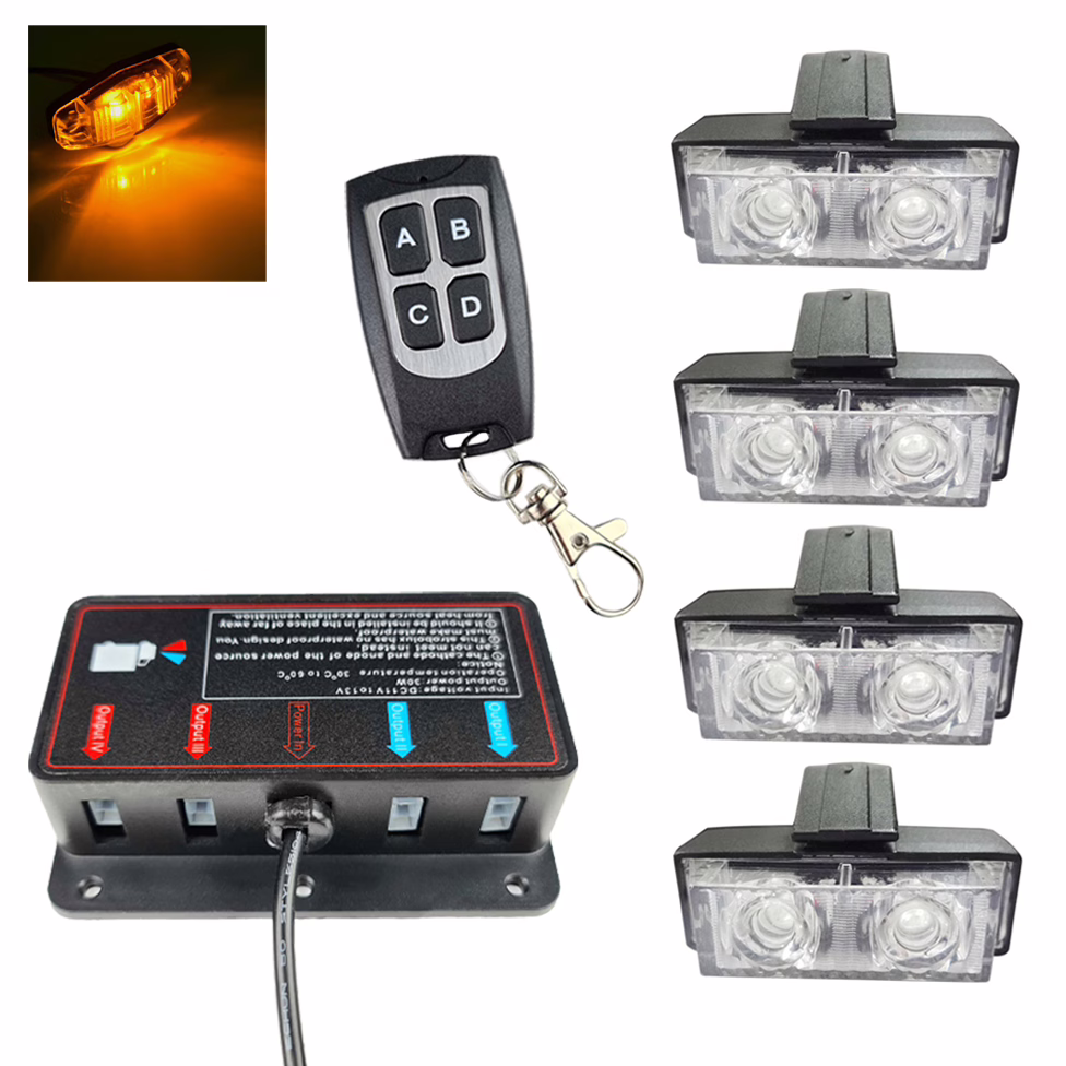 Image of PACK 4 LED STROBES GRILLE (ORANGE) Image of PACK 4 LED STROBES GRILLE (ORANGE)