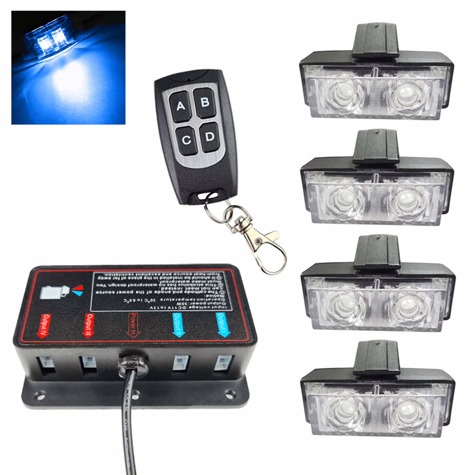 Image of PACK 4 LED GRILLE STROBES (BLUE) Image of PACK 4 LED GRILLE STROBES (BLUE)