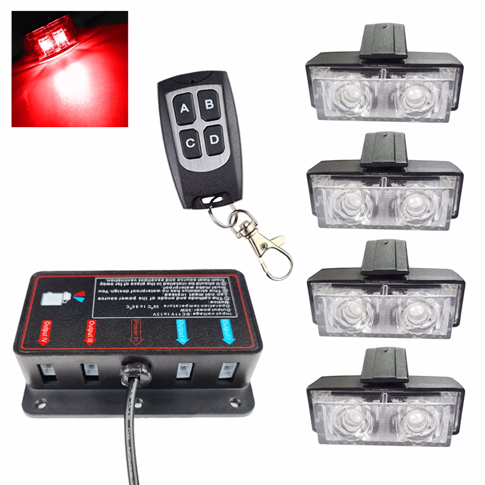 Image of PACK 4 LED GRILLE STROBES (RED) Image of PACK 4 LED GRILLE STROBES (RED)